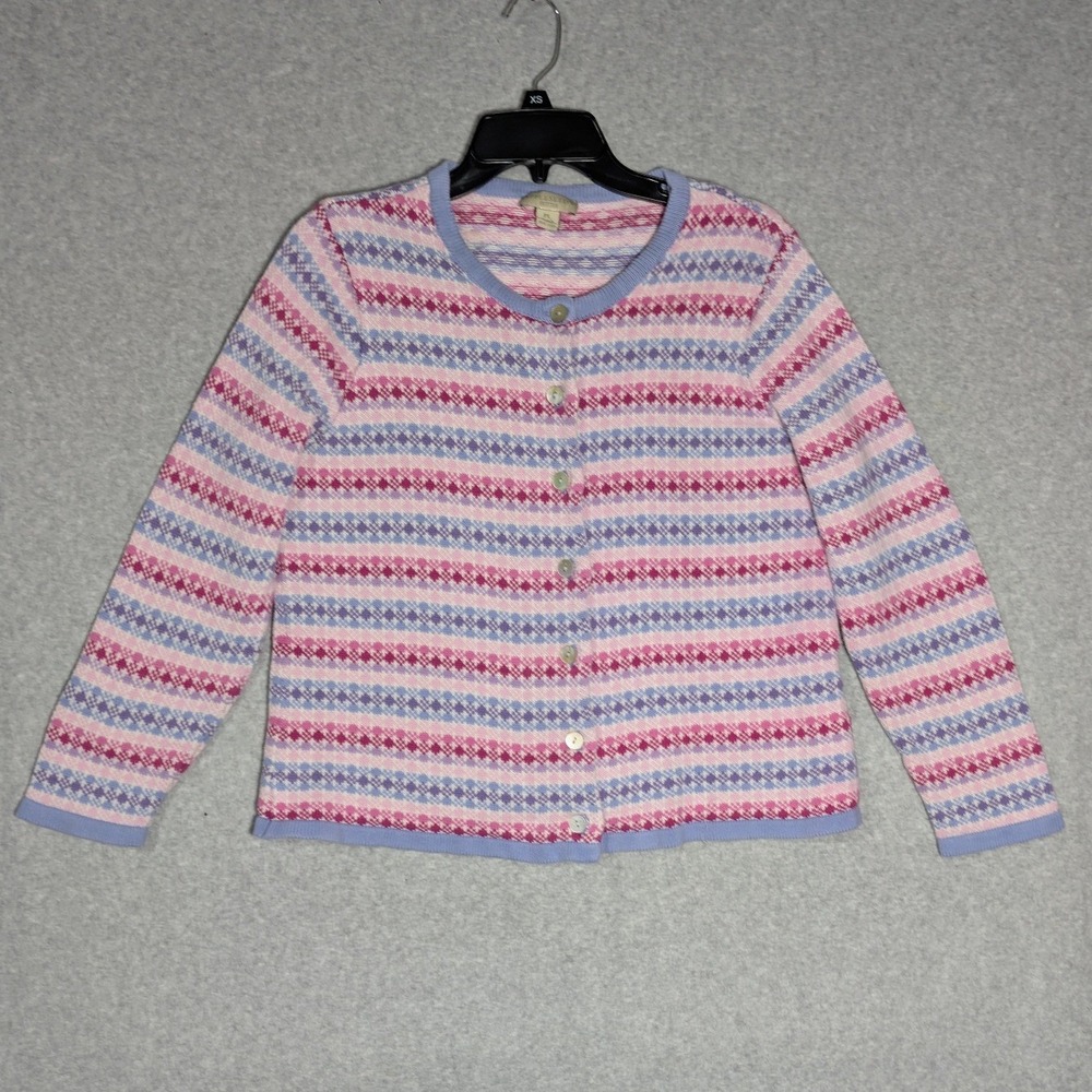 Appleseeds Cardigan Sweater Womens PL Pink Blue Grandmother Cottagecore Pastel